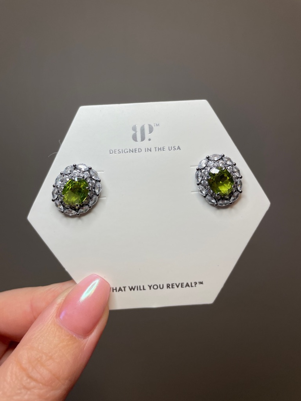 Bomb Party Lush Forest Hues Lab Created Peridot on Hematite Plating NWT $124